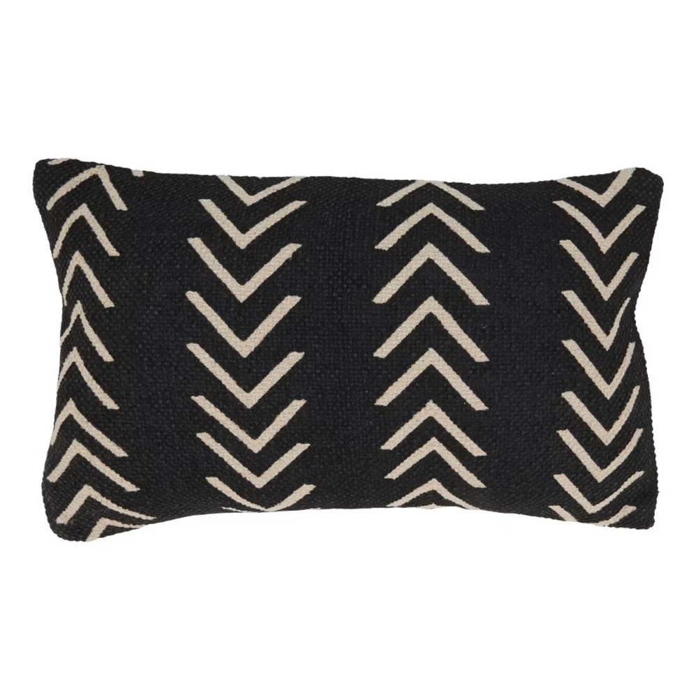 12x20 Black & Cream Lumbar Throw Pillow